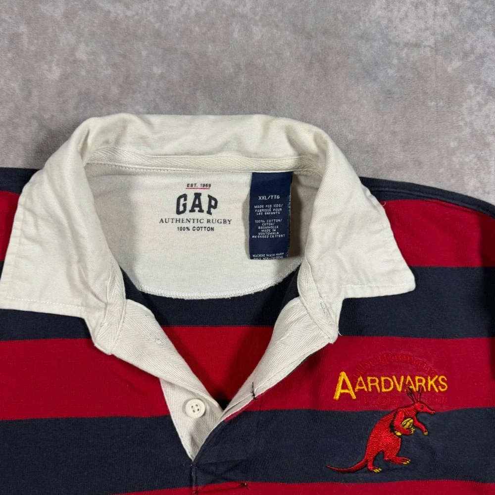 Gap Authentic Rugby Shirt Kids XXL Red Navy Striped Aardvarks Albuquerque 14-16